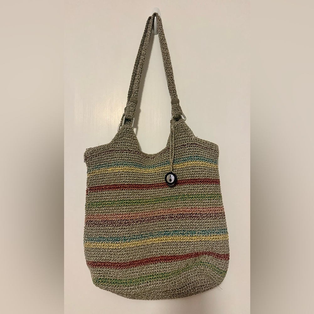 The Sak Belle Crochet Voyager striped tote bag